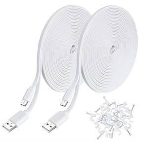 img 4 attached to 🔌 2 Pack 20FT USB Power Extension Cable for Yi Camera, Wyze Cam, Oculus Go, Echo Dot Kid Edition, Nest Cam, Netvue, Blink, Furbo Dog, Kasa Cam, YI Dome Home Security Camera - Flat Micro USB Charging Cord