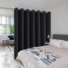 img 4 attached to NICETOWN Room Divider Curtain Screen Partition, Thermal Blackout Patio 🔳 Door Panel, Sliding Door Insulated Curtain - Black, 12.5ft x 8ft