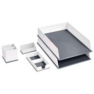 grey and white amazon basics desk organizer set logo