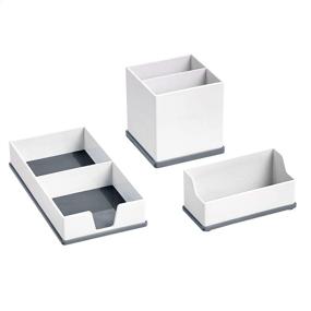 img 3 attached to Grey and White Amazon Basics Desk Organizer Set