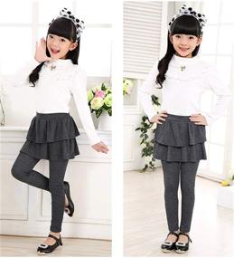 img 1 attached to 👗 Adorable Footless Leggings for Little Girls: Face Dream Mini Ruffle Skirt Cotton Pantskirt