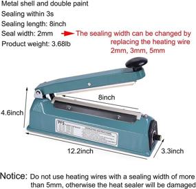 img 3 attached to 🔥 COFOETLN Impulse Heat Sealer: 8 inch Poly Bag Sealing Machine for Food & PE PP Bags with 2 Heating Wires