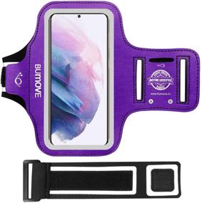 img 4 attached to 🏋️ Stylish Purple Armband for Galaxy S21/S20/S10/S9 by BUMOVE - Perfect for Gym, Running, and Sports with Key/Card Holder