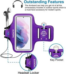 img 3 attached to 🏋️ Stylish Purple Armband for Galaxy S21/S20/S10/S9 by BUMOVE - Perfect for Gym, Running, and Sports with Key/Card Holder