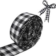 wired edge ribbons: buffalo check & stripe farmhouse wired burlap ribbon selection - ideal for wreaths, decorations, crafts - black & red plaid ribbon, wired plaid ribbon in timeless black & white - 1.5inch logo