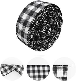 img 2 attached to Wired Edge Ribbons: Buffalo Check & Stripe Farmhouse Wired Burlap Ribbon Selection - Ideal for Wreaths, Decorations, Crafts - Black & Red Plaid Ribbon, Wired Plaid Ribbon in timeless Black & White - 1.5INCH