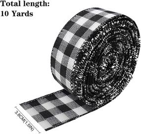 img 3 attached to Wired Edge Ribbons: Buffalo Check & Stripe Farmhouse Wired Burlap Ribbon Selection - Ideal for Wreaths, Decorations, Crafts - Black & Red Plaid Ribbon, Wired Plaid Ribbon in timeless Black & White - 1.5INCH