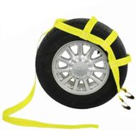 🚗 premium yellow car dolly strap with flat hook end fittings for secure tow dolly hauling - fits 14-17 inch wheels - 3333 lb working load limit logo