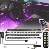 🚗 foval led car light interior: app controlled 4pcs 72(18x4) rgb strips for music sync & diy colors - iphone & android compatible, with car charger logo