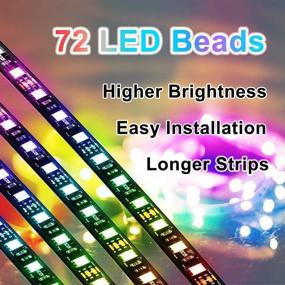 img 1 attached to 🚗 FOVAL Led Car Light Interior: APP Controlled 4pcs 72(18x4) RGB Strips for Music Sync & DIY Colors - iPhone & Android Compatible, with Car Charger