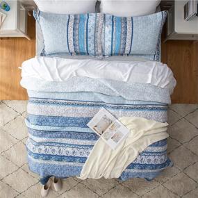 img 3 attached to 🛏️ Bedsure Cotton Quilt Queen Size - Soft & Breathable All Season Coverlets Queen Size, 3 Pieces Bedspread & Coverlet Sets (Queen, Vintage Blue, 90x96 inches): Premium Comfort for Perfect Sleep