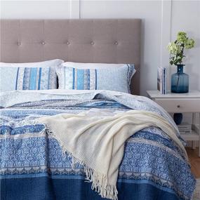 img 4 attached to 🛏️ Bedsure Cotton Quilt Queen Size - Soft & Breathable All Season Coverlets Queen Size, 3 Pieces Bedspread & Coverlet Sets (Queen, Vintage Blue, 90x96 inches): Premium Comfort for Perfect Sleep