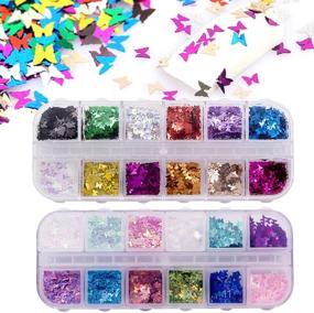 img 4 attached to 💅 Kalolary 24 Color/Set 3D Butterfly Nail Glitter Sequins: Perfect Nail Art Decoration Resin Mold DIY Makeup Kit