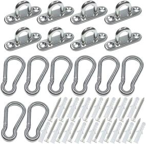 img 4 attached to HEVERP 8 Pcs Stainless Steel Pad Eye Plate U Hooks + 8 Pcs M5 Stainless Steel Snap Hooks - Shade Sail Hardware with 16 Pcs Screws: Marine Essential