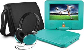 img 1 attached to 📀 Ematic Portable DVD Player: JBL Audio, 7-Inch Swivel Screen, Headphones - Teal