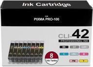 🖨️ 8-пакет совместимых картриджей cli-42 для принтера canon 42 cli42 pixma pro-100 (черный, циан, маджента, желтый, фото циан, фото маджента, серый, светло-серый, сборная упаковка) логотип