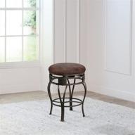 🪑 hillsdale montello backless swivel counter stool: old steel finish & brown faux-leather seating logo