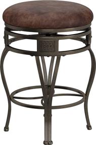 img 2 attached to 🪑 Hillsdale Montello Backless Swivel Counter Stool: Old Steel Finish & Brown Faux-Leather Seating