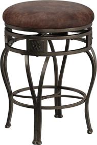 img 3 attached to 🪑 Hillsdale Montello Backless Swivel Counter Stool: Old Steel Finish & Brown Faux-Leather Seating