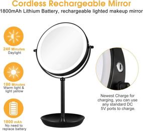 img 2 attached to KEDSUM 8" Rechargeable Lighted Magnifying Makeup Mirror with 10X Zoom, Adjustable Brightness and 3 Color Lights - Cosmetic Vanity Mirror with Storage Tray