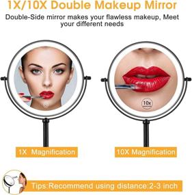 img 3 attached to KEDSUM 8" Rechargeable Lighted Magnifying Makeup Mirror with 10X Zoom, Adjustable Brightness and 3 Color Lights - Cosmetic Vanity Mirror with Storage Tray