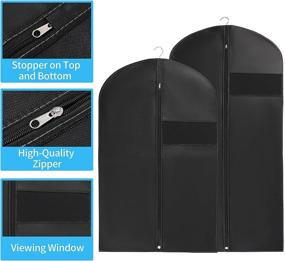 img 2 attached to 👗 Pack of 3 Garment Bags for Hanging Clothes Storage - Ideal for Dresses, Suits, Overcoats, Dance Garments | Neat & Space-Saving Solution for Your Wardrobe - Black, 40 × 24 Inch