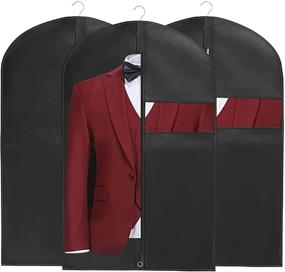 img 4 attached to 👗 Pack of 3 Garment Bags for Hanging Clothes Storage - Ideal for Dresses, Suits, Overcoats, Dance Garments | Neat & Space-Saving Solution for Your Wardrobe - Black, 40 × 24 Inch