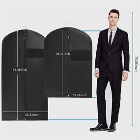 img 3 attached to 👗 Pack of 3 Garment Bags for Hanging Clothes Storage - Ideal for Dresses, Suits, Overcoats, Dance Garments | Neat & Space-Saving Solution for Your Wardrobe - Black, 40 × 24 Inch