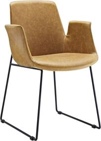 img 3 attached to 🪑 Tan Faux Leather Modern Farmhouse Kitchen and Dining Room Chair by Modway Aloft