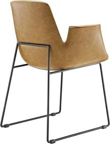 img 1 attached to 🪑 Tan Faux Leather Modern Farmhouse Kitchen and Dining Room Chair by Modway Aloft