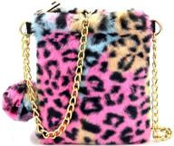 👜 stylish neon multicolor fluffy faux-fur phone crossbody bag for girls and women logo