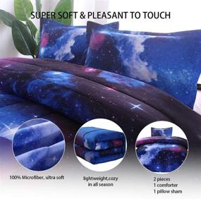 img 2 attached to JQinHome Twin Galaxy Comforter Sets Blanket: Quilted Outer Space Theme Bedding for Kids - All-Season Reversible Duvet with 3D Design - Includes 1 Comforter and 1 Pillow Sham (Dark Blue)