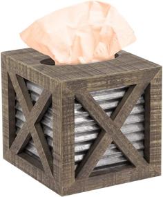 img 4 attached to 🏡 Autumn Alley Barn Door Rustic Square Tissue Box Cover – Farmhouse Bathroom Accessories for Rustic Bathroom Décor