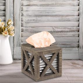 img 3 attached to 🏡 Autumn Alley Barn Door Rustic Square Tissue Box Cover – Farmhouse Bathroom Accessories for Rustic Bathroom Décor