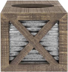 img 1 attached to 🏡 Autumn Alley Barn Door Rustic Square Tissue Box Cover – Farmhouse Bathroom Accessories for Rustic Bathroom Décor