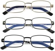 men's reading glasses with spring hinges - metal frame, blue light blocking, uv protection for computer eyewear logo