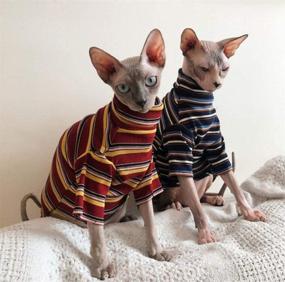 img 2 attached to Bonaweite Cat Stripe T-Shirt for Hairless Breeds: Sphynx, Cornish Rex, Devon Rex, Peterbald – Breathable Vest Clothing