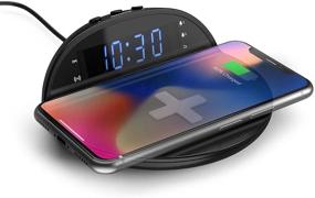 img 4 attached to 📱 Convenient Bedside Clock Charger: Digital Alarm Clock with Wireless Charging Pad for iPhone12, Galaxy S20, and More