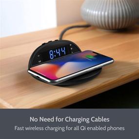 img 3 attached to 📱 Convenient Bedside Clock Charger: Digital Alarm Clock with Wireless Charging Pad for iPhone12, Galaxy S20, and More