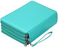 btsky 200 slots colored pencil organizer - deluxe pu leather pencil case holder with removal handle strap pencil box large for colored pencils watercolor pencils (green) logo
