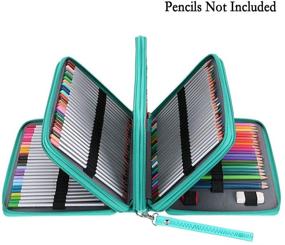 img 3 attached to BTSKY 200 Slots Colored Pencil Organizer - Deluxe PU Leather Pencil Case Holder With Removal Handle Strap Pencil Box Large For Colored Pencils Watercolor Pencils (Green)