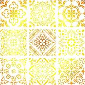 img 3 attached to Versatile 9-Pack Large Mandala Stencil Set - 12x12 Inch Reusable Templates for Painting on Various Surfaces - Ideal for Floor, Fabric, Wood, Tile, Furniture & Wall Art Décor