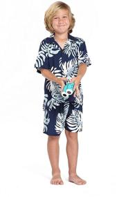 img 2 attached to 🌴 Hawaiian Palm Leaves Cream Boy's Shirt or Cabana Set