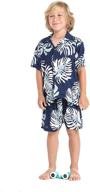🌴 hawaiian palm leaves cream boy's shirt or cabana set logo