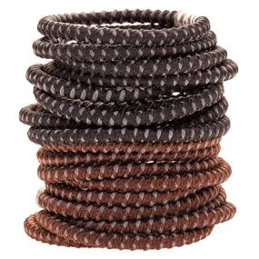 img 4 attached to 🎀 Thick Hair Ties: 20 Pcs Elastic Hair Accessories for No Crease Ponytails - Women's Hair Elastics in Brown and Black