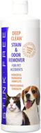 stink-free deep clean - urine odor and stain remover for cats & dogs - powerful shampooer cleaner and deodorizer for homes, rugs, carpets, rooms, etc. - 32 oz. absorber bottle logo