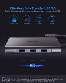 img 2 attached to 💻 EUASOO 10-in-1 USB C Hub Type-C Adapter with 1000M RJ45 Ethernet, 4K HDMI, VGA, USB 3.0 Ports, PD 3.0 Charging, TF/SD Card Readers, Audio Mic Port - Compatible with MacBook, Chromebook, and More
