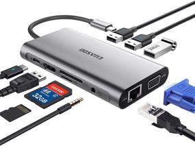 img 4 attached to 💻 EUASOO 10-in-1 USB C Hub Type-C Adapter with 1000M RJ45 Ethernet, 4K HDMI, VGA, USB 3.0 Ports, PD 3.0 Charging, TF/SD Card Readers, Audio Mic Port - Compatible with MacBook, Chromebook, and More