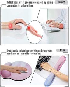 img 3 attached to Hiyong Ergonomic Memory Foam Mouse Pad with Wrist Support and Keyboard Wrist Rest Set: Comfortable and Pain-Relieving for Typing, Gaming, and Office Use