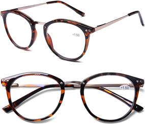 img 4 attached to 👓 Blue Light Blocking Reading Glasses Women Men: Round Computer Readers for Anti Eyestrain/UV/Glare Gaming Fashion - Metal Spring Hinge Frame, Large Lens - Tortoise 2.5